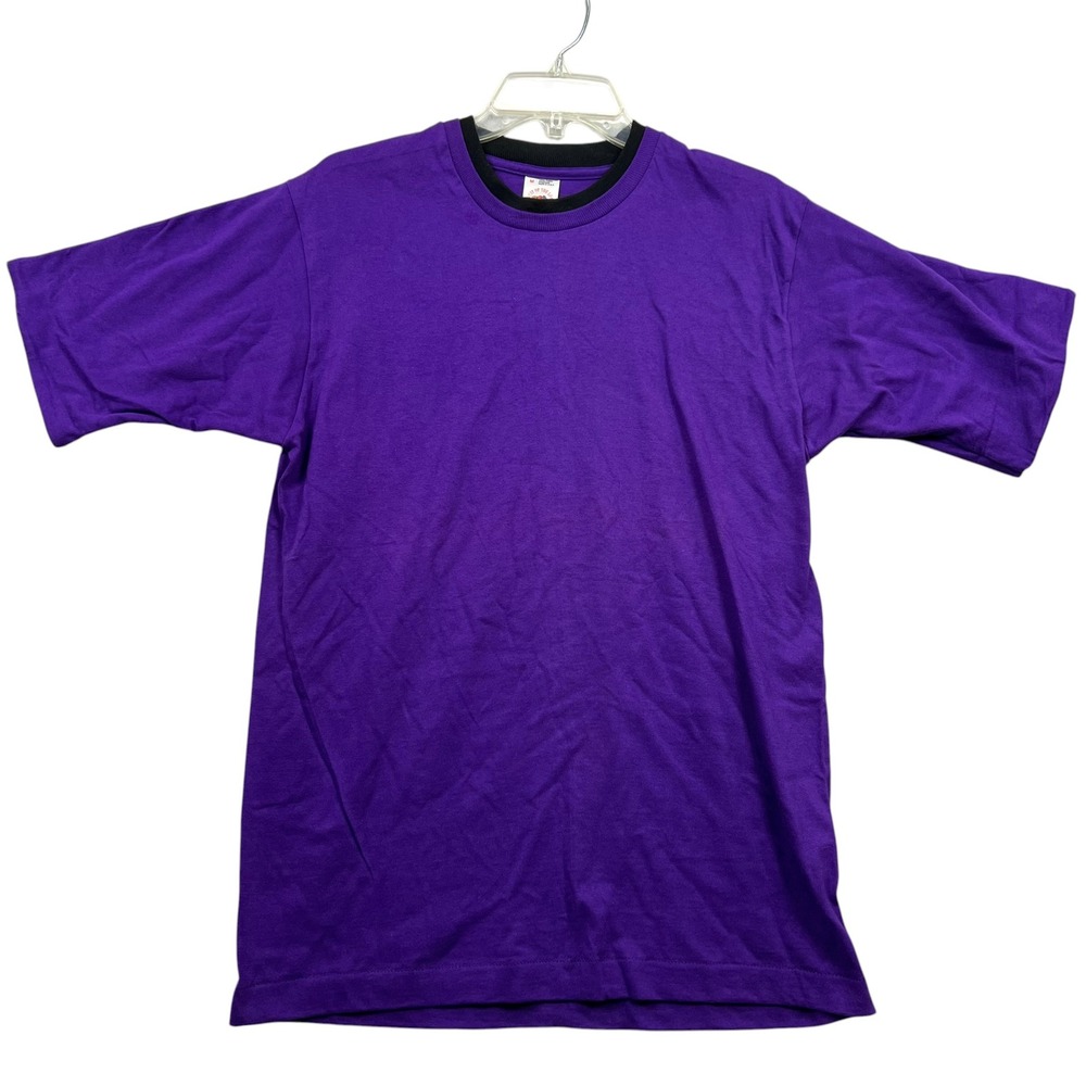 Fruit of the Loom T-Shirt NOS Purple Vintage 90s Double Neck Made in USA NWT